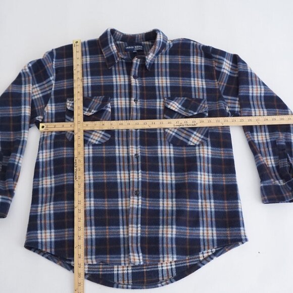 VTG '90S Urban Ridge Navy Blue Plaid Outdoors Warm Button Up Flannel Shirt 2XL - Picture 3 of 11